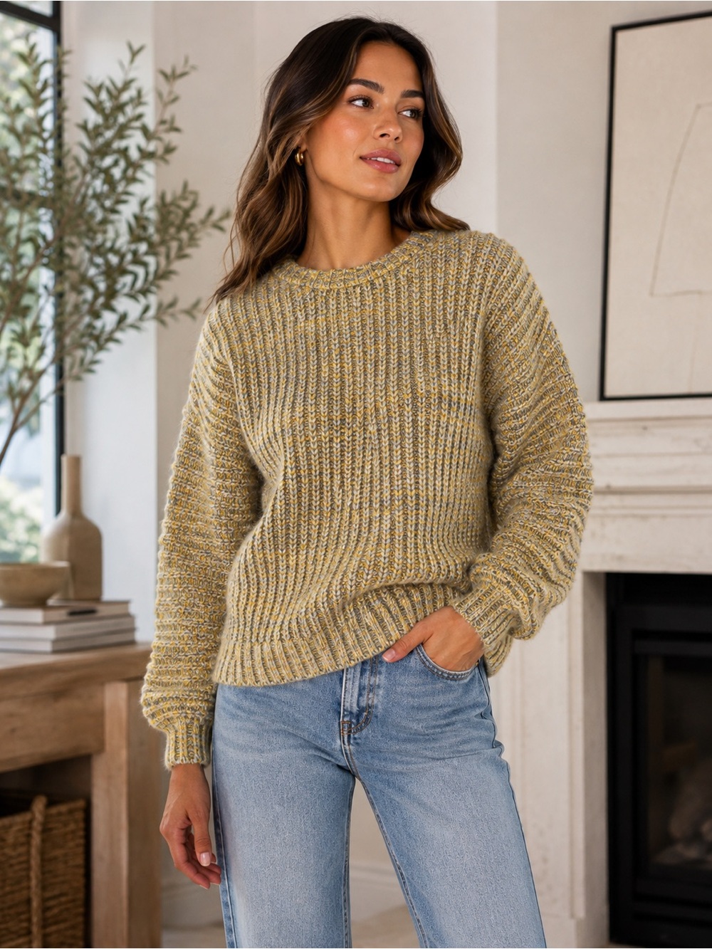 NEW Magaschoni Sweater Women Chunky Wool Blend Sweater - Size Large